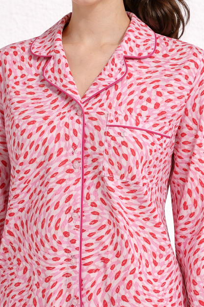 Blush Kiss Linen Pajama suit