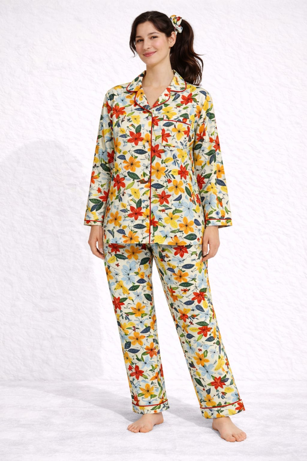 Sunny Blossom Linen Pajama suit