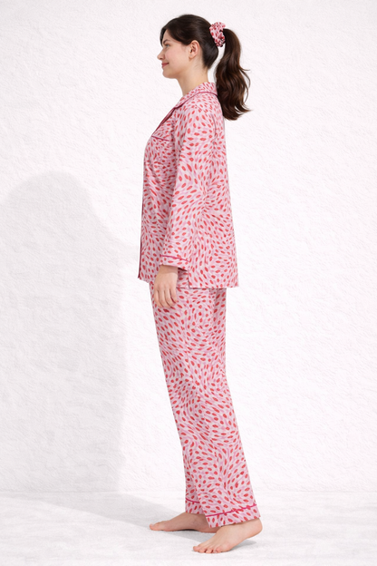 Blush Kiss Linen Pajama suit