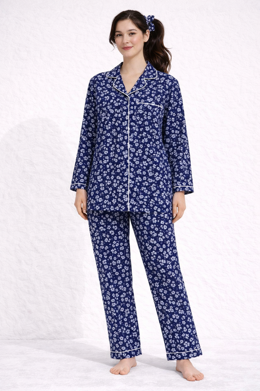 Midnight Meadow Linen Pajama suit