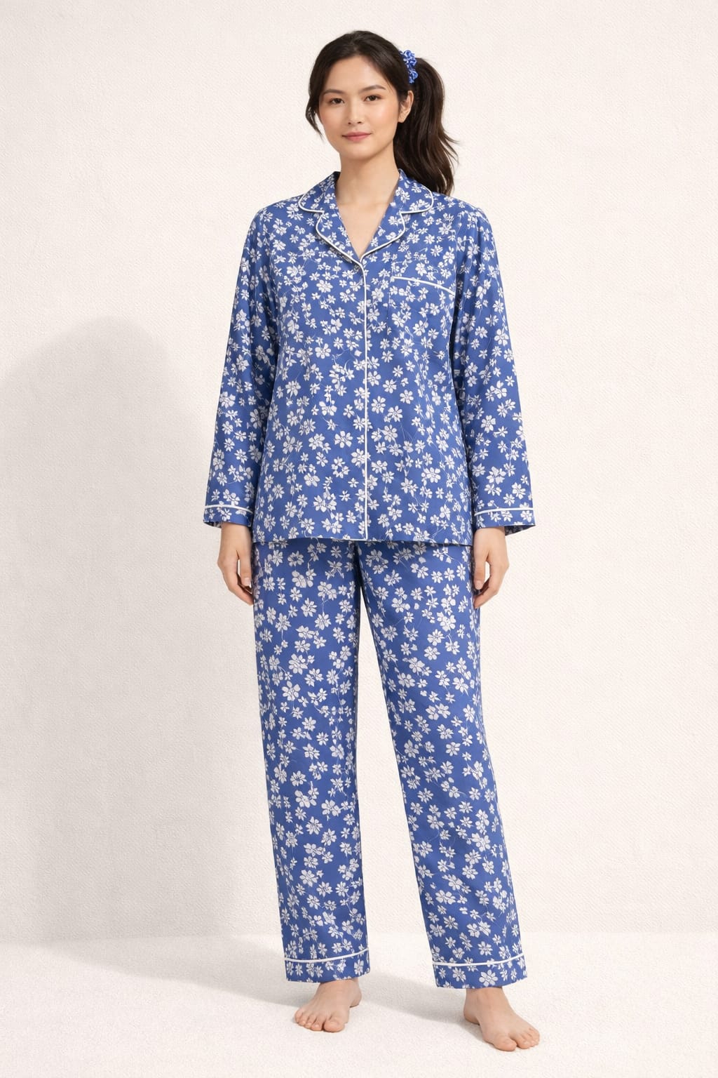 Blue Blossom Linen Pajama suit