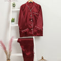 Secret blush Satin Silk 2 Pieces Night Suit Shirt Trouser
