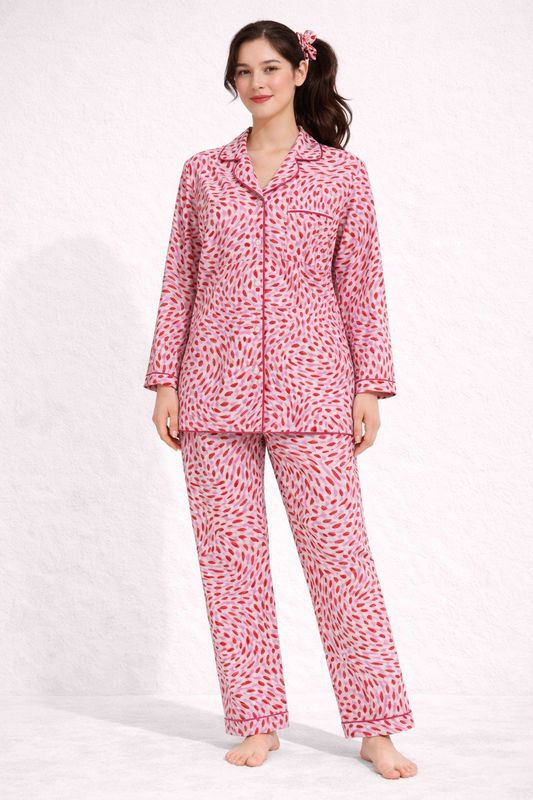 Blush Kiss Linen Pajama suit