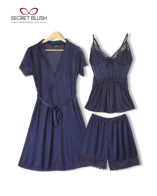 Secret Blush 3 Pieces Silk Nighty