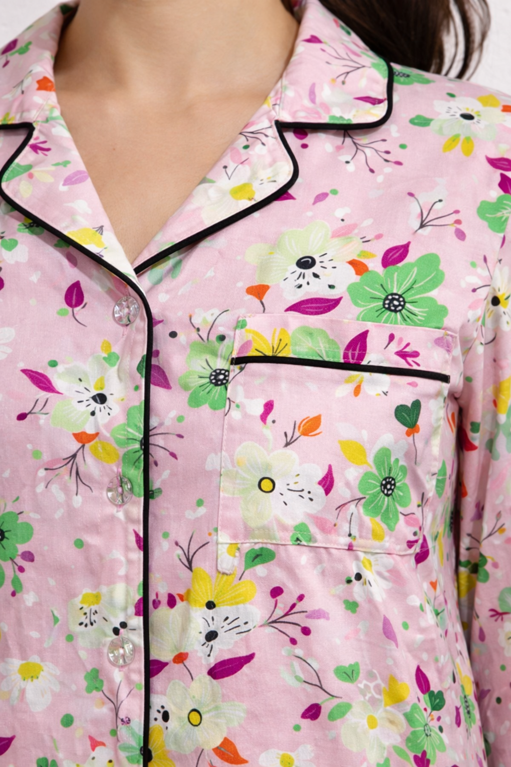 Floral Whispers Linen pajama suit