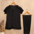 Secret Blush 2 Pieces Lace Silk Night suit Shirt Trouser