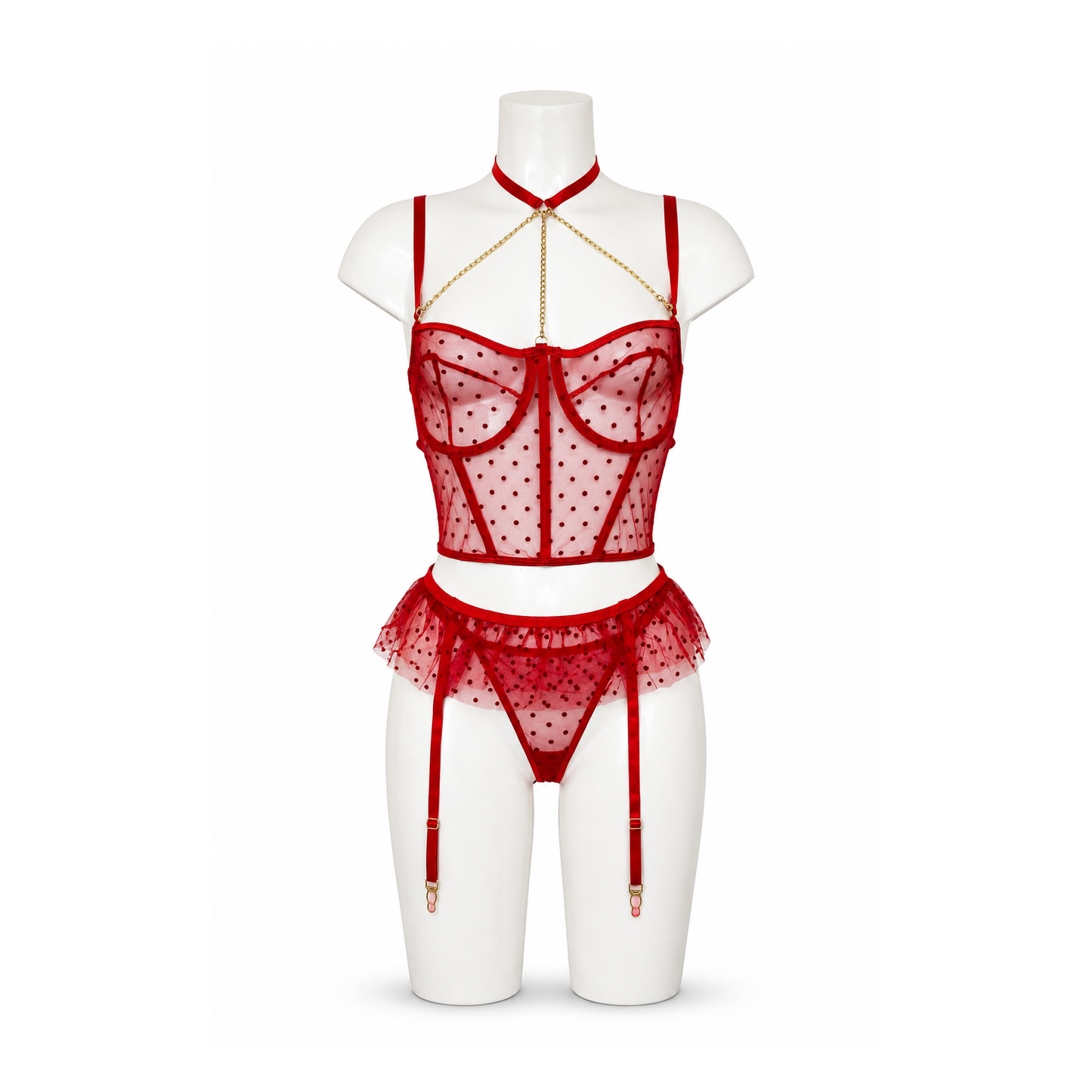 Secret Blush Ruby Dusk-Mesh Corset Set