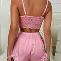 Secret Blush Two Piece Slink Lace Top With Silk Short