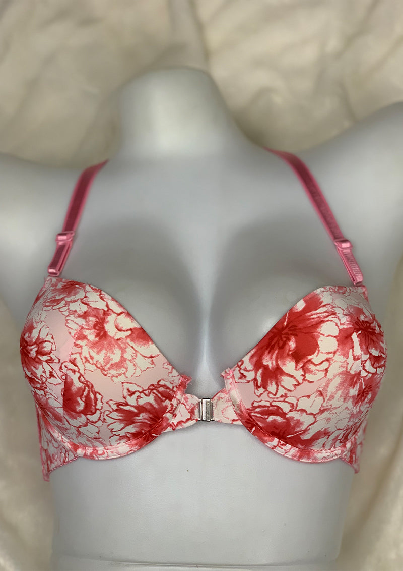 Secret Blush Printed Back Lace front Open Super Padded Bra Set