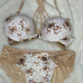Secret Blush Printed Back Lace front Open Super Padded Bra Set