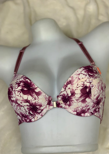 Secret Blush Printed Back Lace front Open Super Padded Bra Set