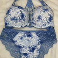 Secret Blush Printed Back Lace front Open Super Padded Bra Set