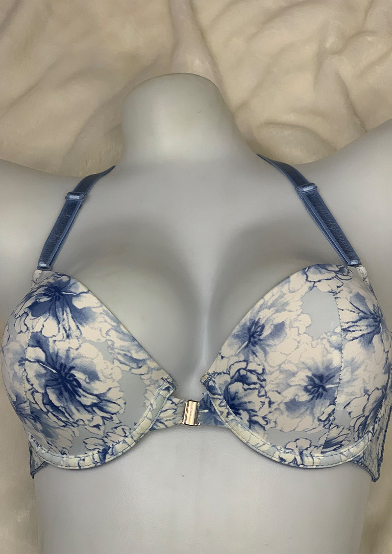 Secret Blush Printed Back Lace front Open Super Padded Bra Set